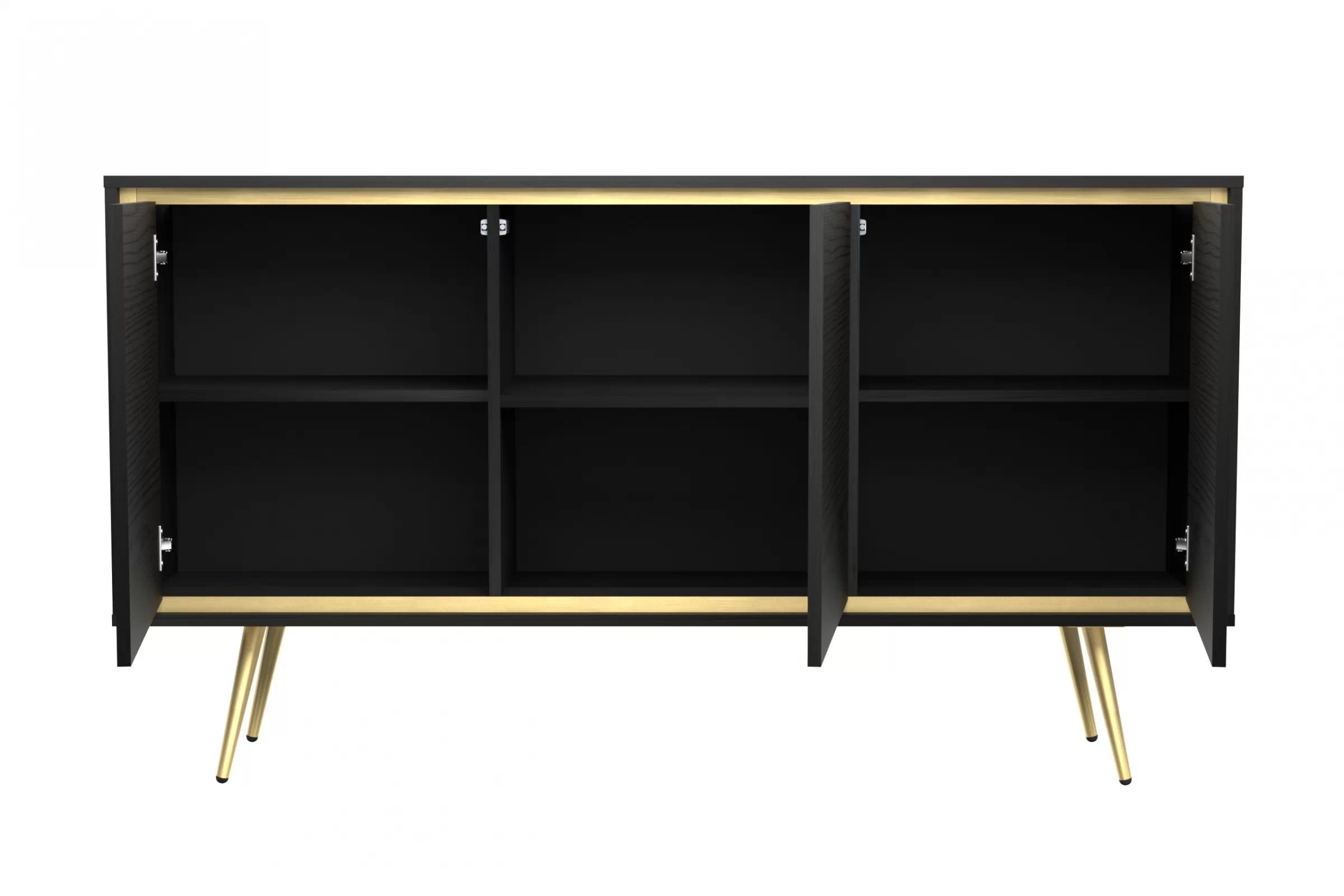 Komoda Unili 150 cm - černý grafit / zlaté detaily Komoda do obývacího pokoje Unili 150 cm - černá grafit / zlatá