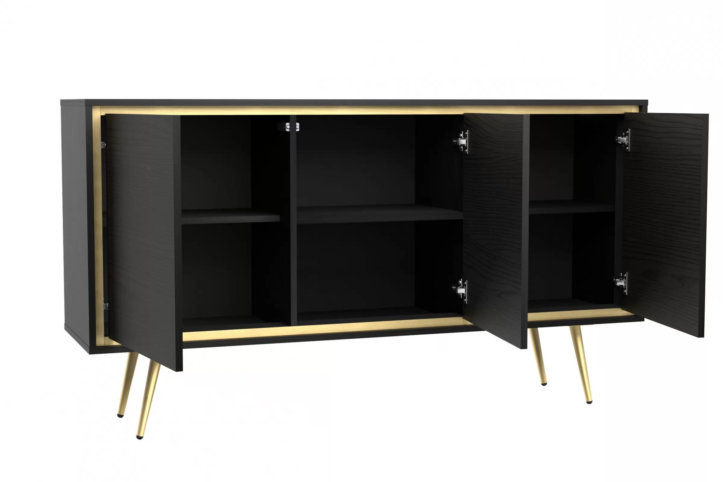 Komoda Unili 150 cm - černý grafit / zlaté detaily Komoda do obývacího pokoje Unili 150 cm - černá grafit / zlatá