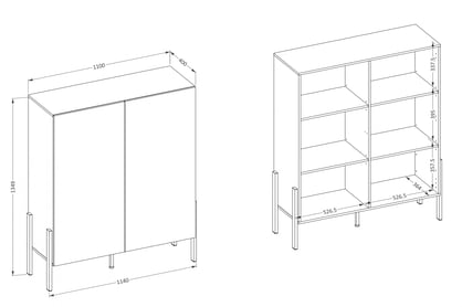 Komoda Wezilo 114 cm do obývacího pokoje - bílý supermat / černé nohy Komoda pro obývacího pokoje Wezilo 42 - 114 cm - bílá supermat