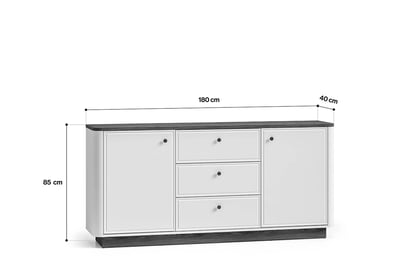 Veľká komoda Amberto 180 cm so zásuvkami - kašmír / dub windmill dark Komoda veľká Amberto 180 cm so zásuvkami - kašmír / Dub windmill dark 