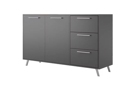 Dvojdverová komoda Bali 140 cm s tromi zásuvkami - grafitová