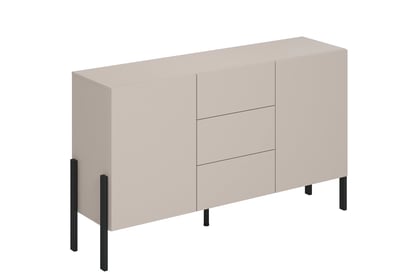 Dvojdverová komoda Jukon 154 cm so zásuvkami - kašmír / čierne nohy