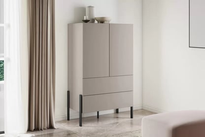 Dvojdverová komoda Jukon 90 cm so zásuvkami - kašmír / čierne nohy Komoda dvojdverová Jukon 90 cm so zásuvkami - kašmír / čierny nožičky