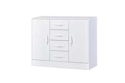 Komoda dvoudveřová Lomaro 120 cm se zásuvkami - bílá / uchwyt bílá