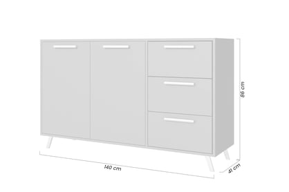 Comodă Lutori cu sertare 138 cm - violet Comoda cu două uși Lutori 140 cm cu trei  sertare - sliwa
