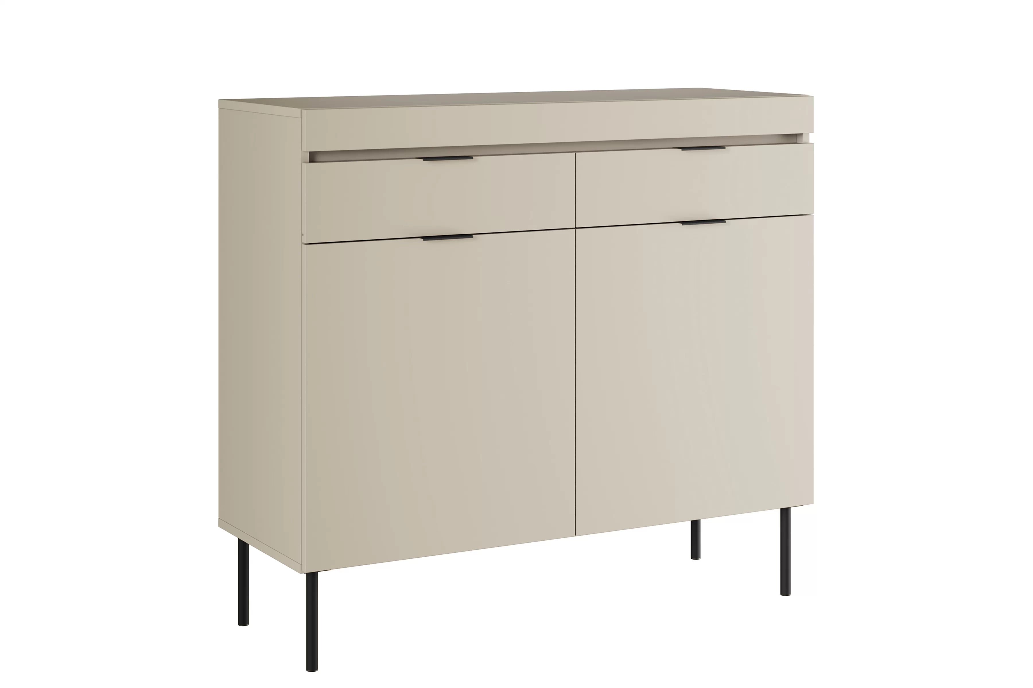 Dvojdverová komoda Sentia 105 cm s dvoma zásuvkami - kašmír / čierna Komoda dvojdverová Sentia 105 cm s dvoma zásuvkami - kašmír / Čierny 