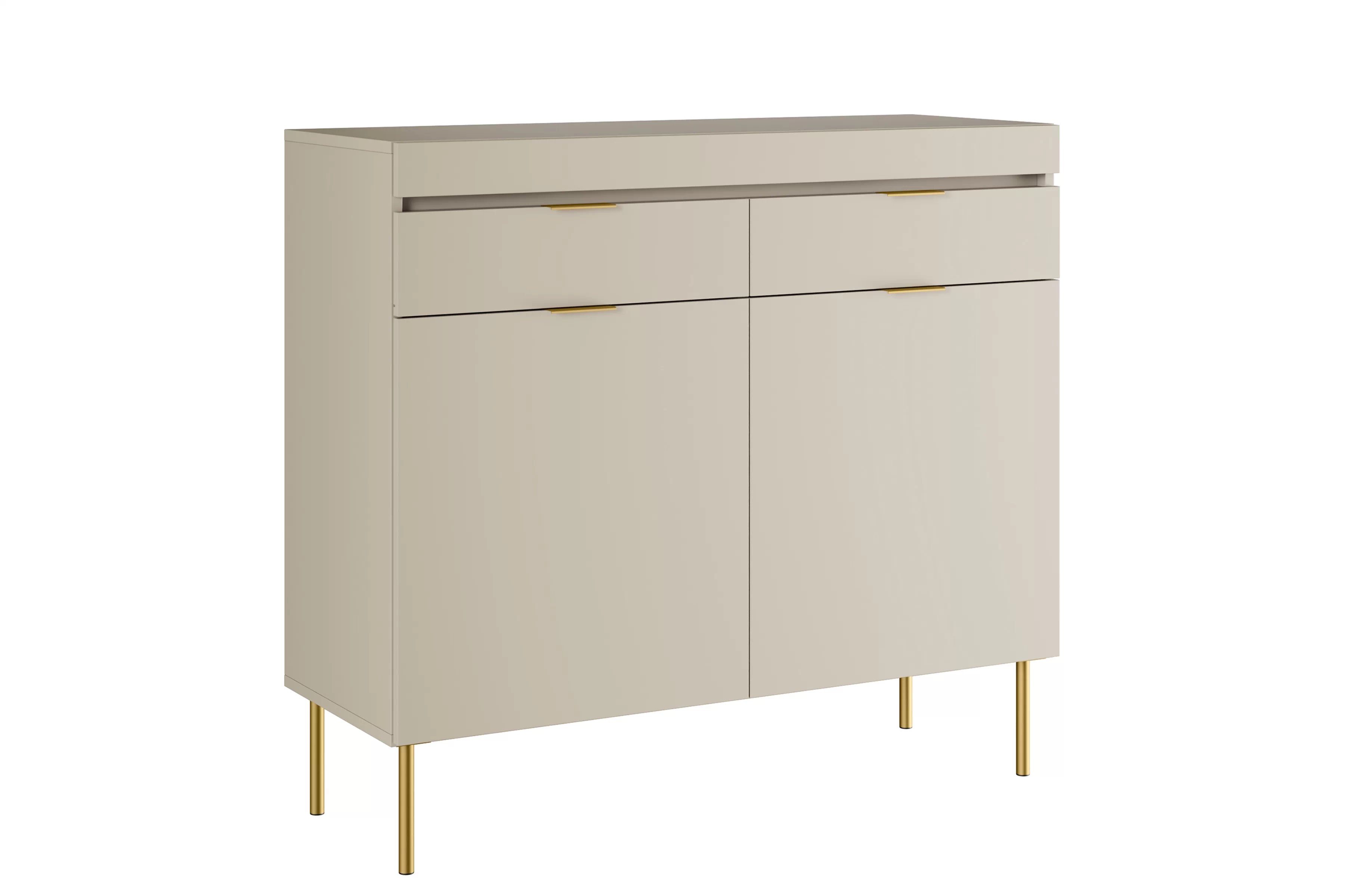 Dvojdverová komoda Sentia 105 cm s dvoma zásuvkami - kašmír / zlatá Komoda dvojdverová Sentia 105 cm s dvoma zásuvkami - kašmír / zlaté