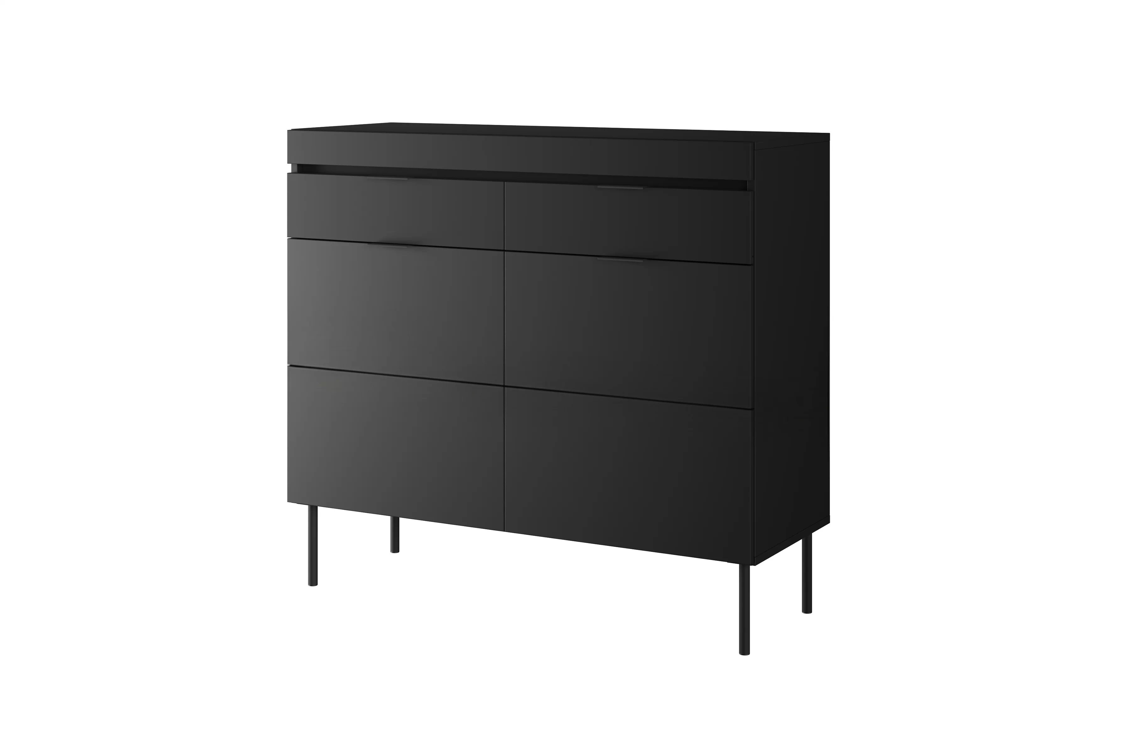 Komoda Sentia 105 cm s 2 zásuvkami - čierna / čierna Komoda dvojdverová Sentia 105 s dvoma zásuvkami - Čierny / Čierny 