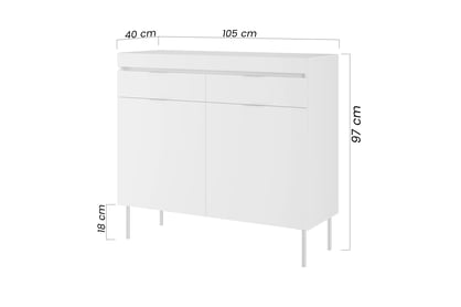 Komoda Sentia se zásuvkami 105 cm - černá / černá Komoda dvoudveřová Sentia 105 z dwoma zásuvkami - černá / černá 