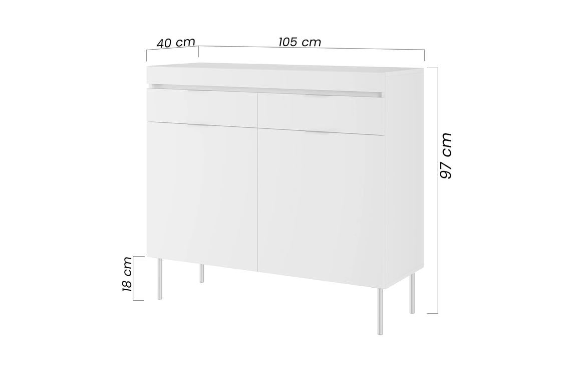 Komoda Sentia 105 cm se zásuvkami - černá / černá Komoda dvoudveřová Sentia 105 z dwoma zásuvkami - černá / černá 