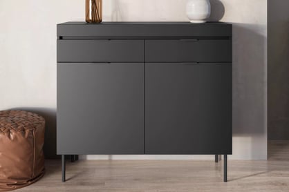 Sentia komód 105 cm, kétajtós két fiókkal - fekete / aranysárga
