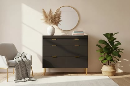 Komoda Sentia 105 cm s 2 zásuvkami - čierna / zlatá