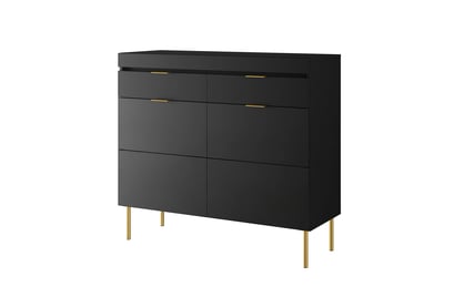 Komoda Sentia 105 cm s 2 zásuvkami - čierna / zlatá