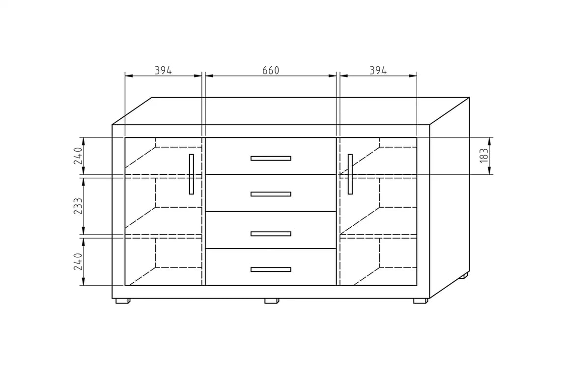 Komoda Bahama K2 - 160 cm Komoda dvoudveřová se čtyřmi zásuvkami Bahama BA-K2 Rozměry