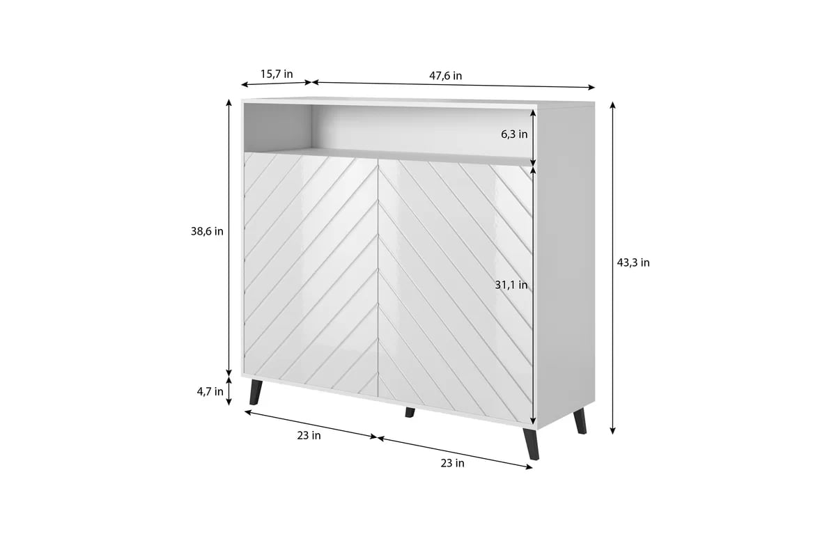 Komoda Parisja s výklenkem - grafitový lesk Komoda dvoudveřová z wneka Parisja - grafitový lesk