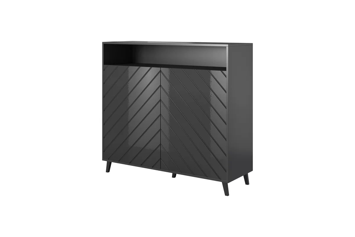 Komoda Parisja s výklenkem - grafitový lesk Komoda dvoudveřová z wneka Parisja - grafitový lesk