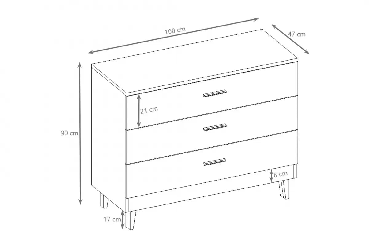 Dětská komoda Balio 100 cm - šedá Komoda dziecieca Balio 100 cm - šedá