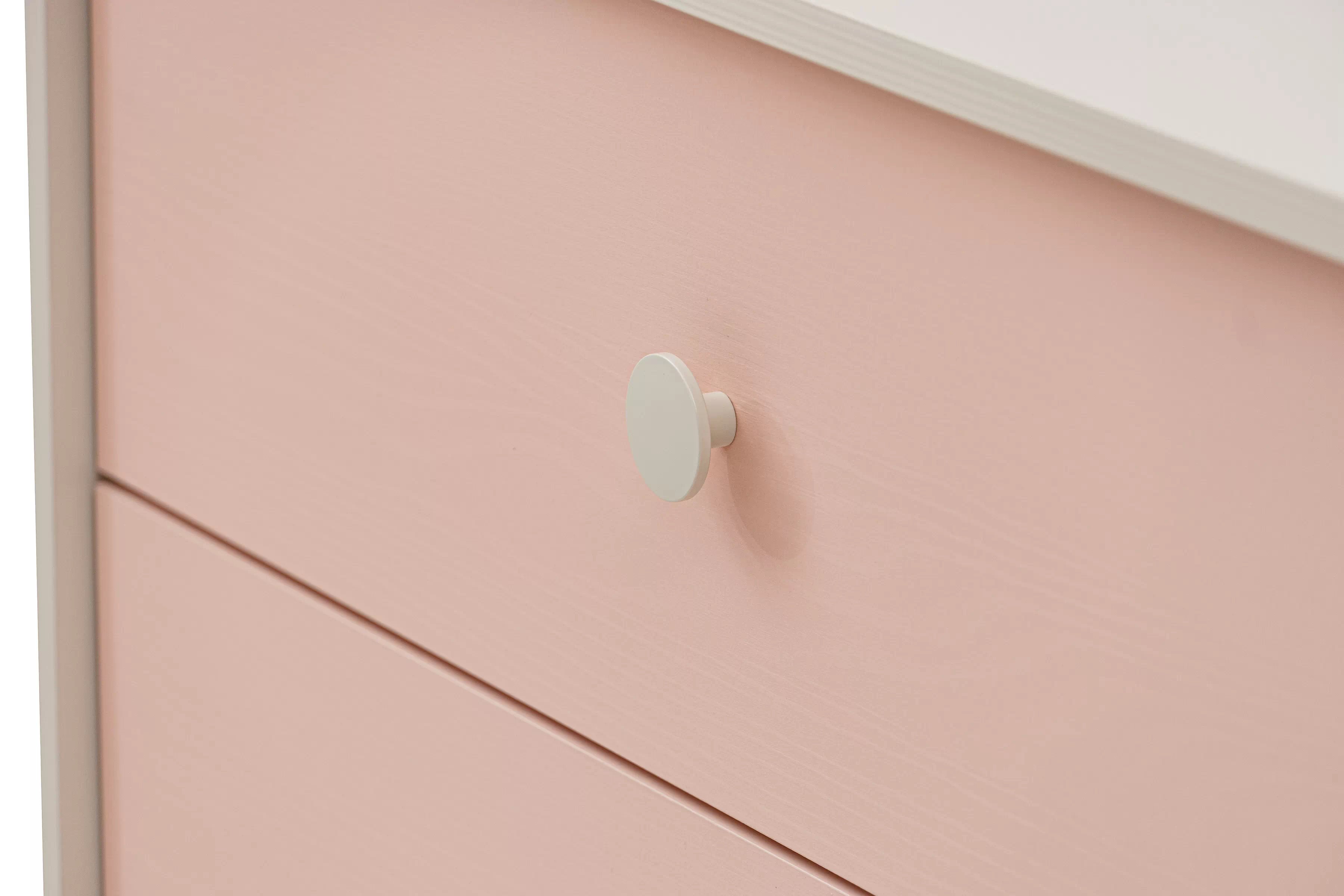 Dětská komoda Marla se zásuvkami 120 cm - pouštní písek / růžová Komoda dziecieca Marla 120 cm se zásuvkami - piasek pustyni / Růžová / millenial pink