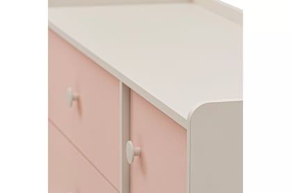 Komoda do detskej izby Marla 120 cm - púštny piesok / ružová Komoda dziecieca Marla 120 cm so zásuvkami - piasek pustyni / Ružová / millenial pink