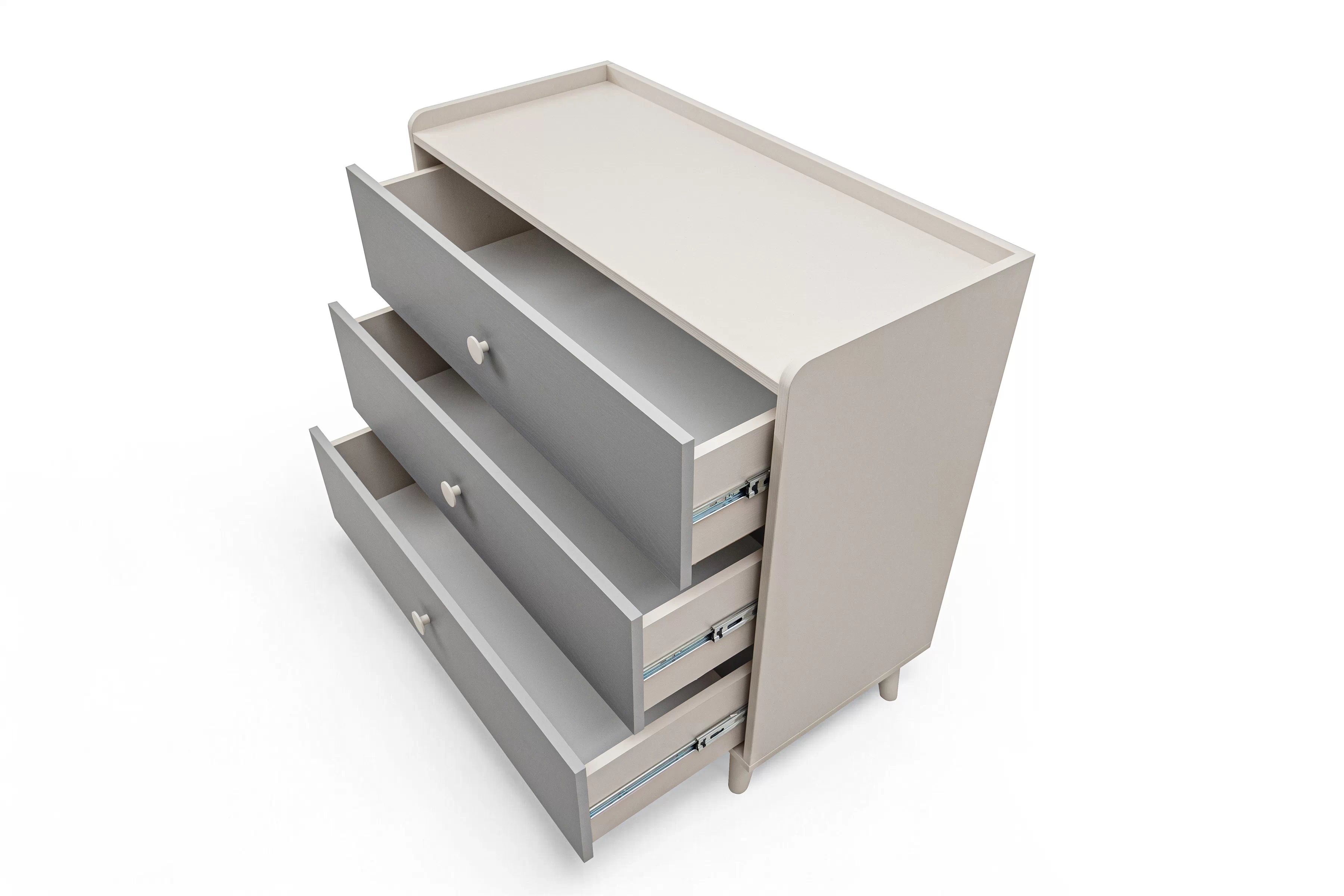 Komoda do detskej izby Marla 90 cm - púštny piesok / sivá Komoda dziecieca Marla 90 cm so zásuvkami - piasek pustyni / šedý pallad