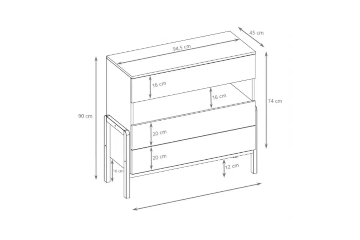 Dětská komoda Silia 94 cm se zásuvkami - alpská bílá / dub Komoda dziecieca Silia 94 cm se zásuvkami - bílá alpská / dub