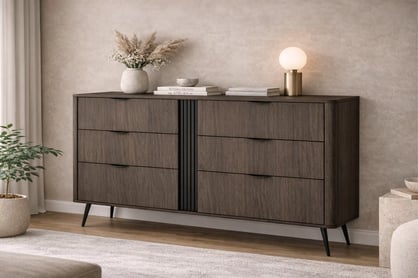 Komoda Edrin 163 cm se zásuvkami - dub dunin / černá Komoda Edrin 163 cm se zásuvkami - dub dunin / černá