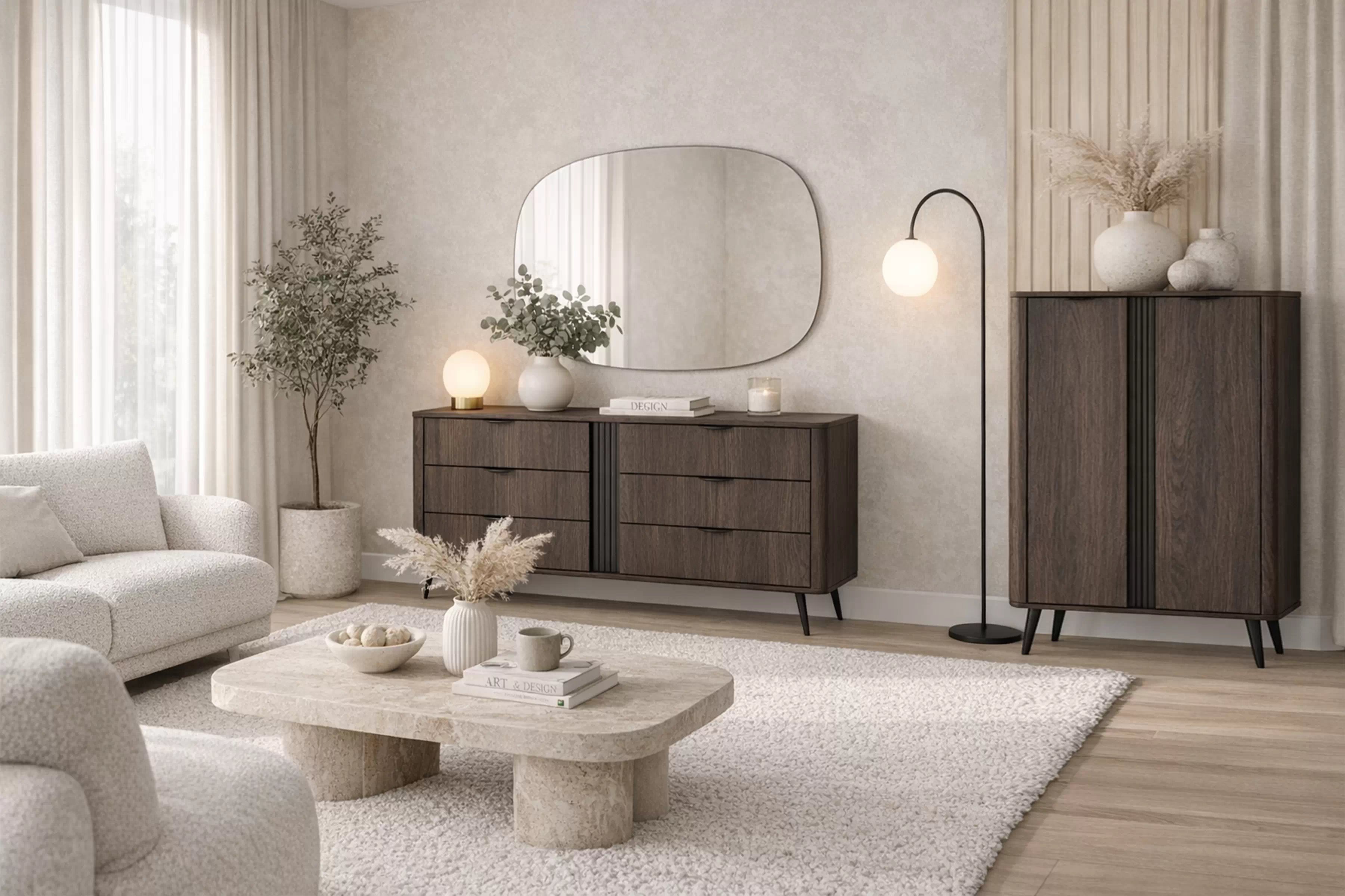 Komoda Edrin 163 cm se zásuvkami - dub dunin / černá Komoda Edrin 163 cm se zásuvkami - dub dunin / černá