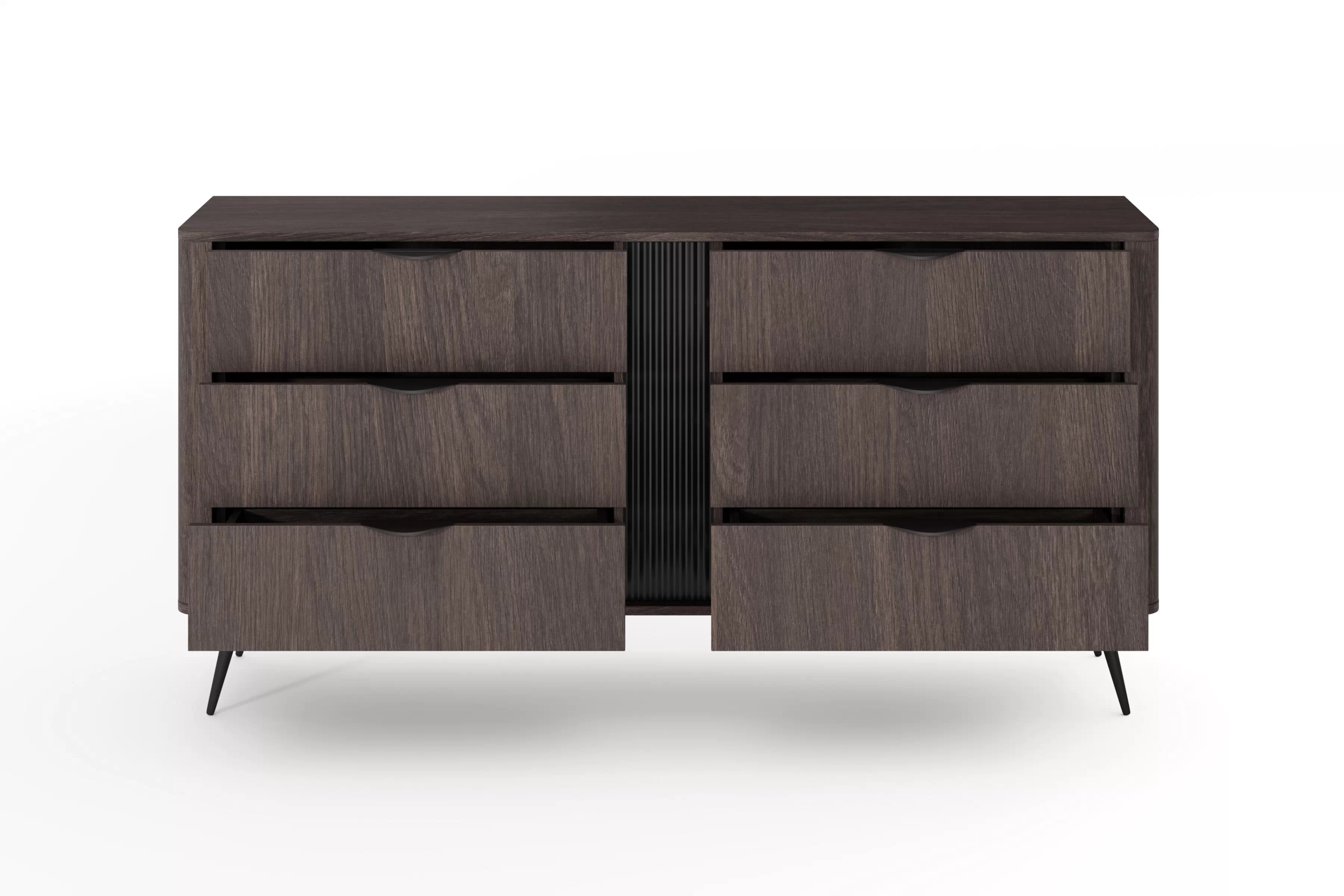 Komoda Edrin 163 cm se zásuvkami - dub dunin / černá Komoda Edrin 163 cm se zásuvkami - dub dunin / černá