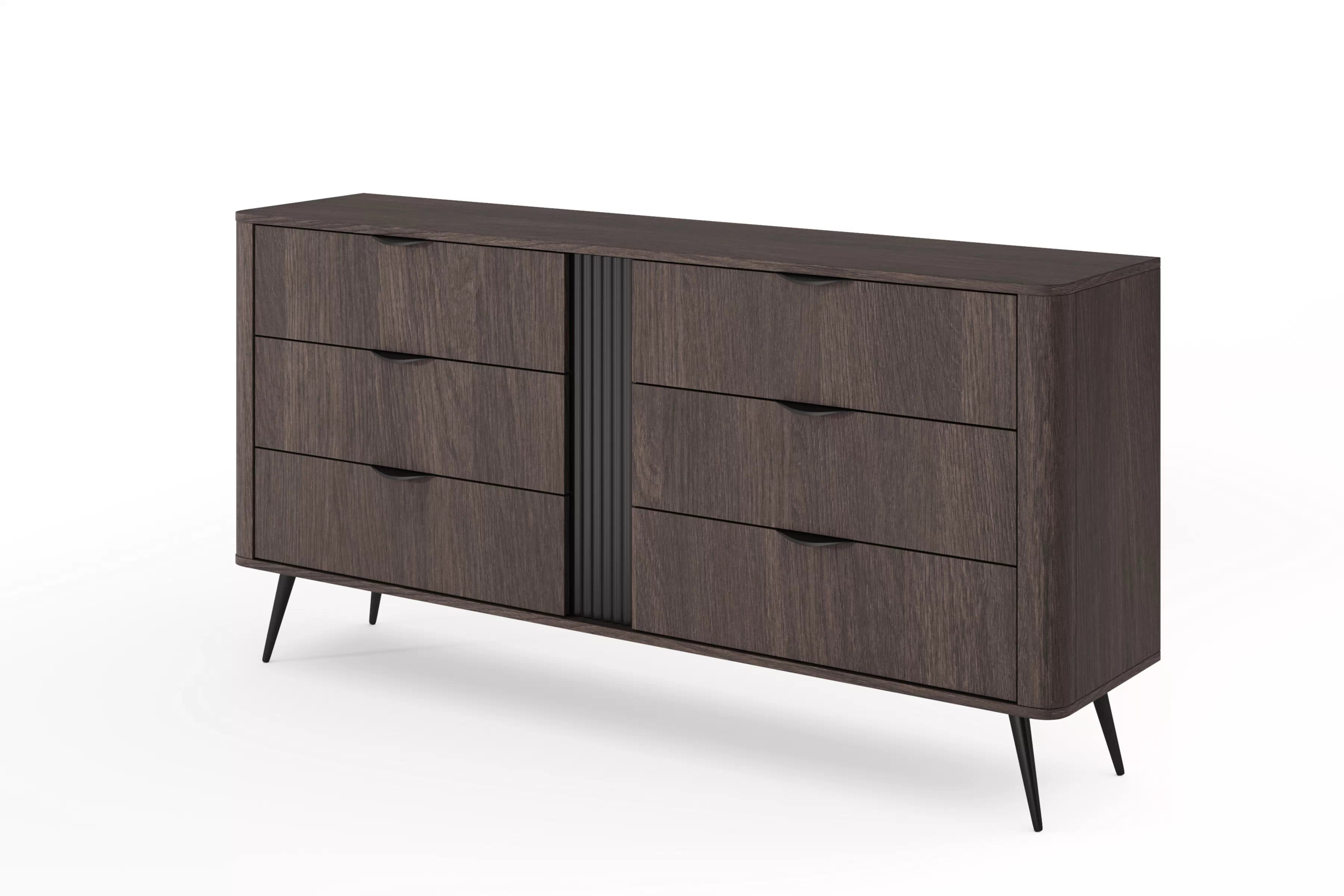 Komoda Edrin 163 cm se zásuvkami - dub dunin / černá Komoda Edrin 163 cm se zásuvkami - dub dunin / černá