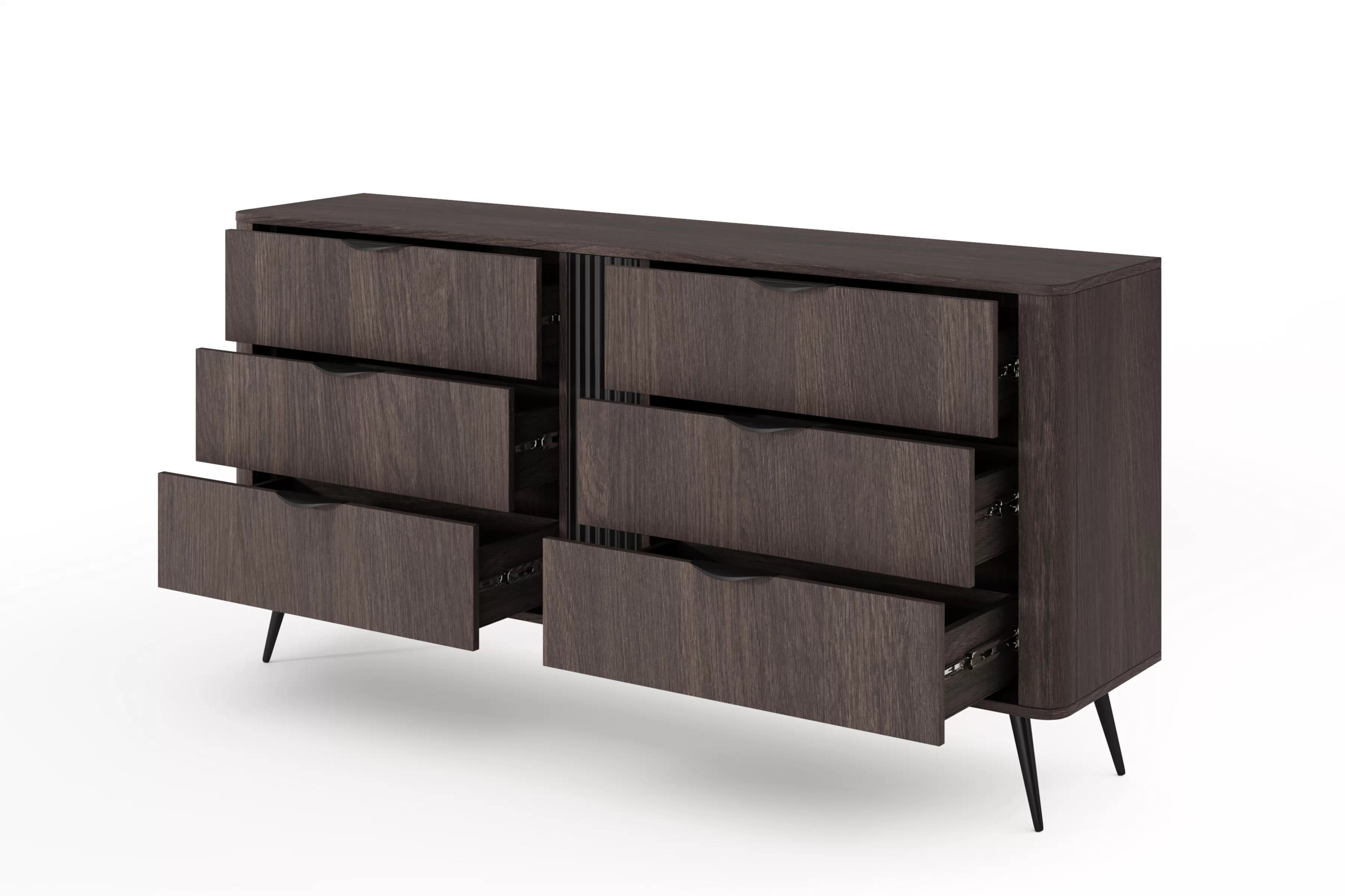 Komoda Edrin 163 cm se zásuvkami - dub dunin / černá Komoda Edrin 163 cm se zásuvkami - dub dunin / černá