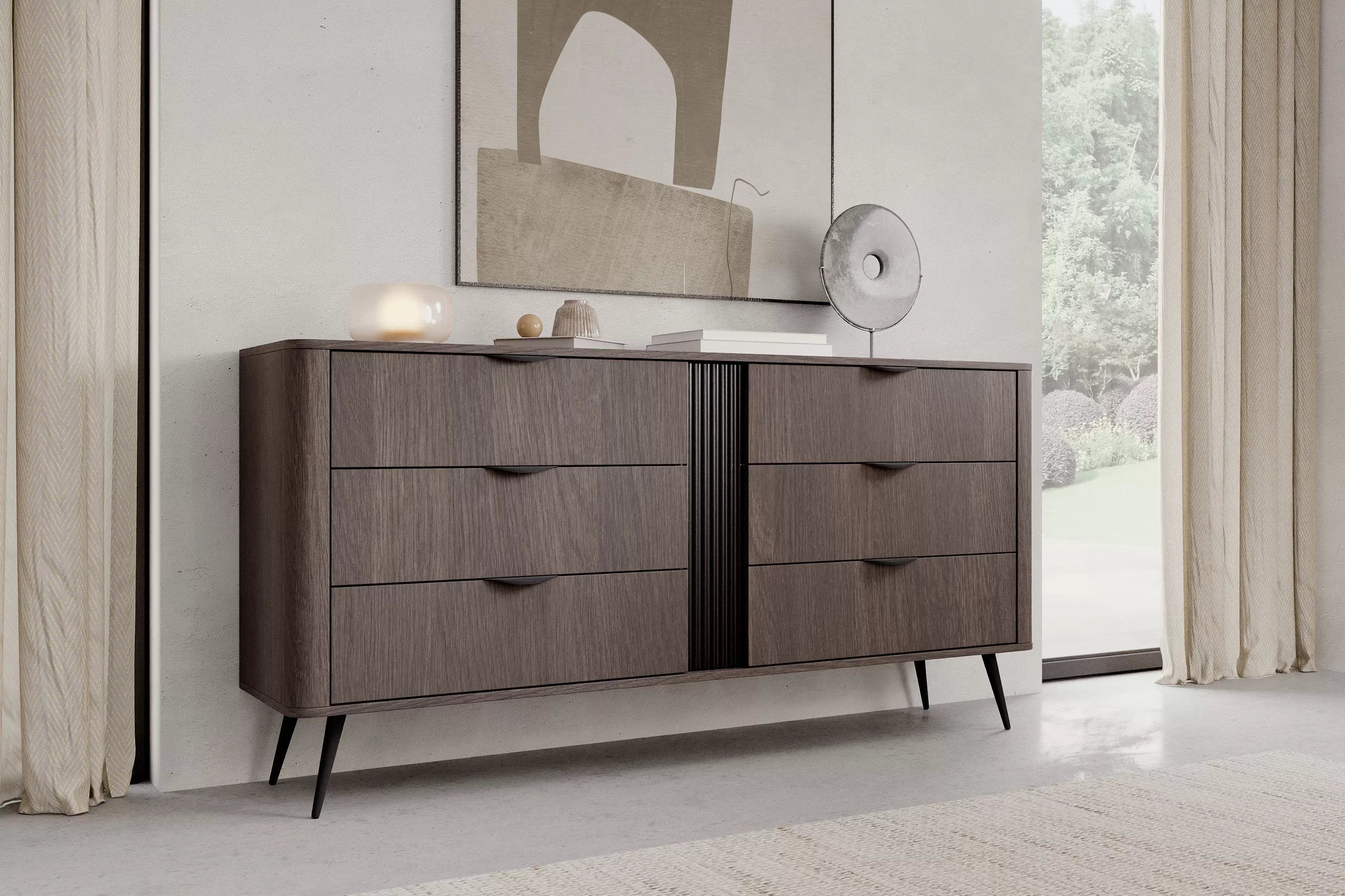 Komoda Edrin 163 cm se zásuvkami - dub dunin / černá Komoda Edrin 163 cm se zásuvkami - dub dunin / černá