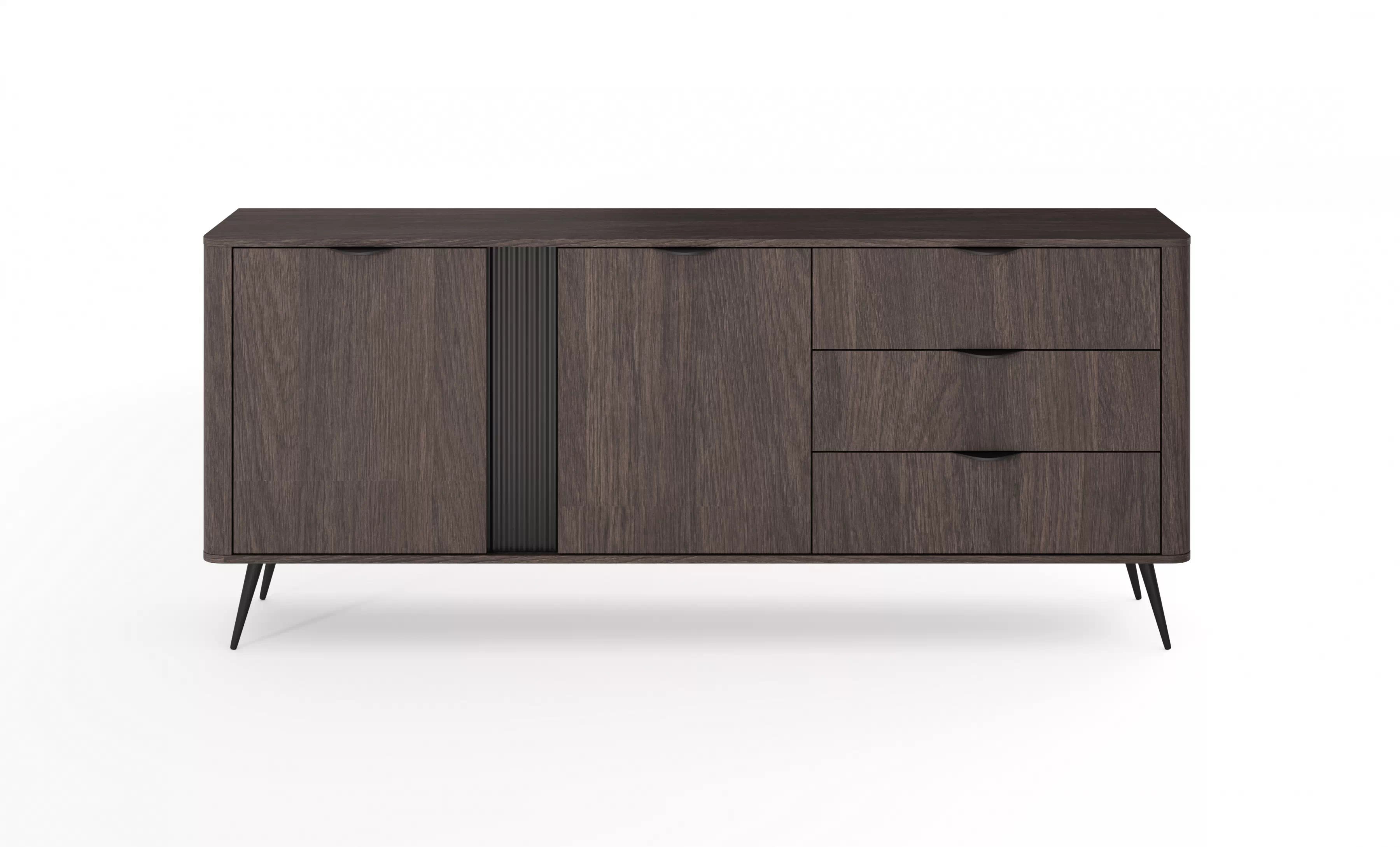 Komoda Edrin 195 cm se zásuvkami - dub dunin / černá Komoda Edrin 195 cm se zásuvkami - dub dunin / černá