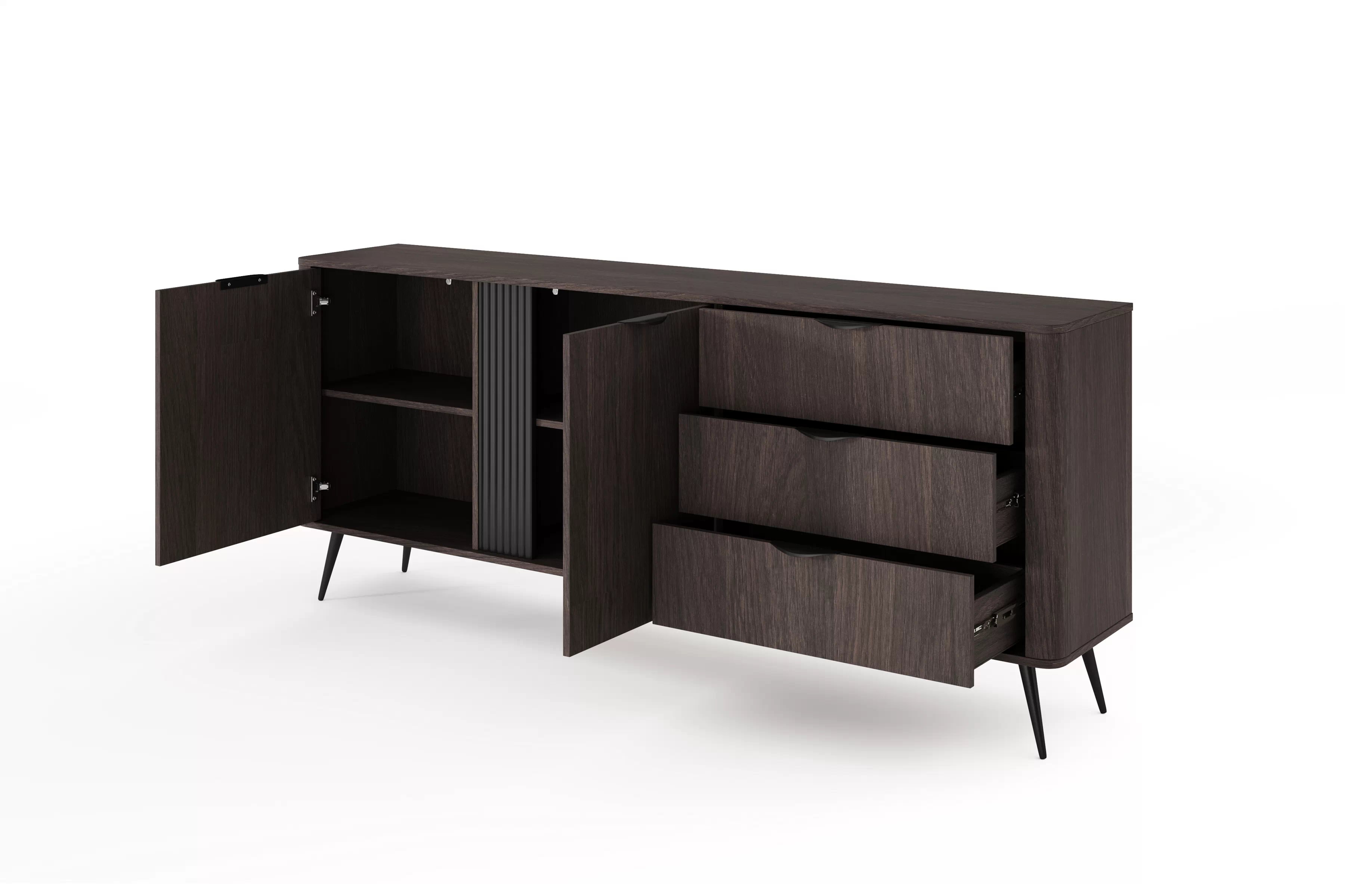 Komoda Edrin 195 cm se zásuvkami - dub dunin / černá Komoda Edrin 195 cm se zásuvkami - dub dunin / černá