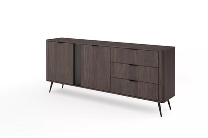 Komoda Edrin 195 cm se zásuvkami - dub dunin / černá