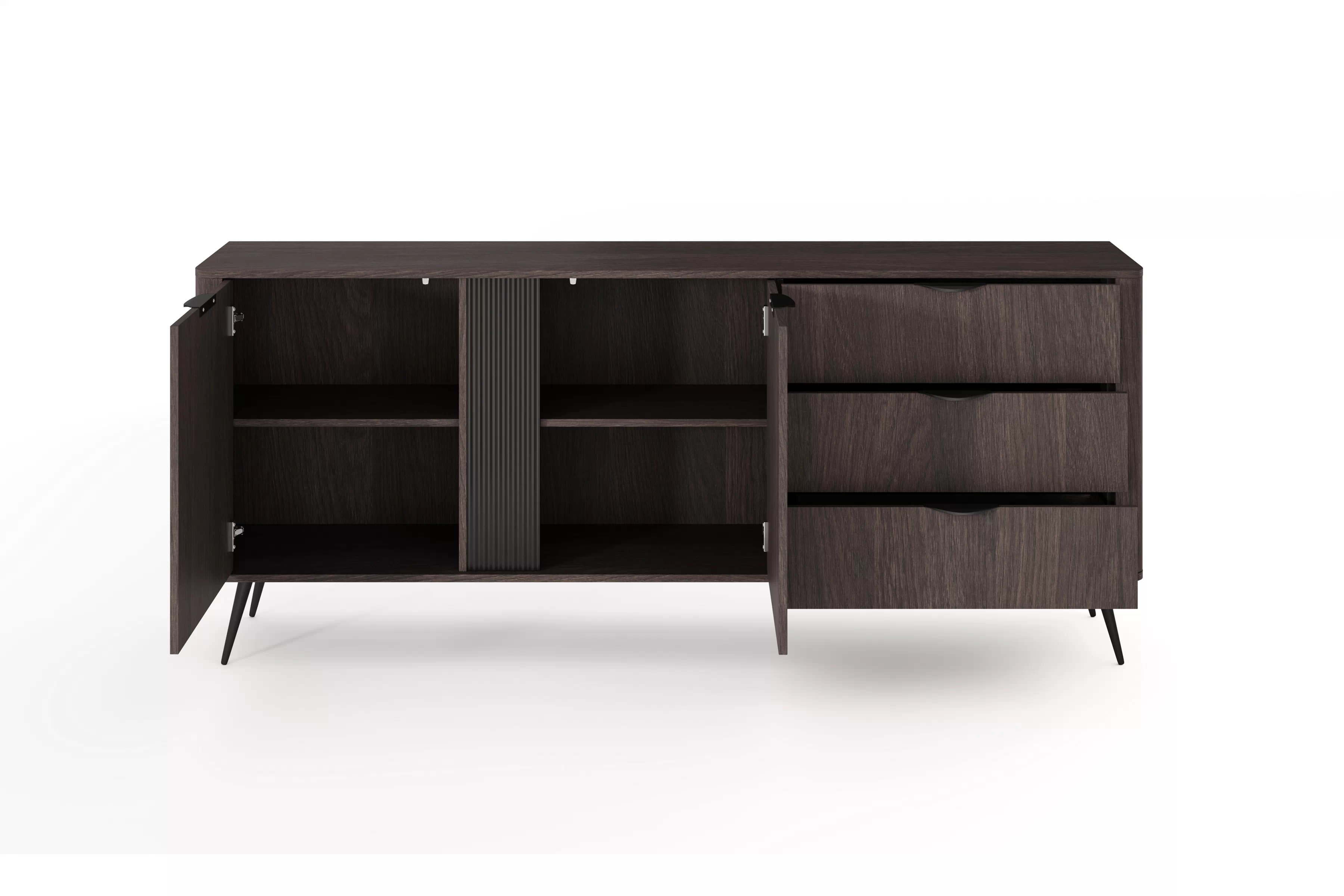 Komoda Edrin 195 cm se zásuvkami - dub dunin / černá Komoda Edrin 195 cm se zásuvkami - dub dunin / černá