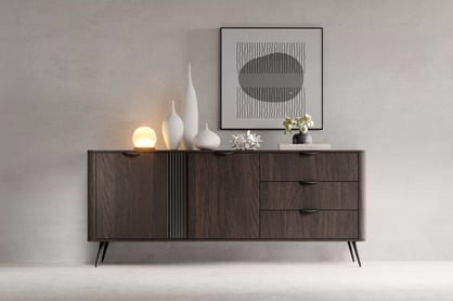 Komoda Edrin 195 cm se zásuvkami - dub dunin / černá Komoda Edrin 195 cm se zásuvkami - dub dunin / černá
