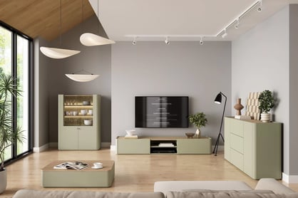 Komoda Elivo 150 cm se zásuvkami - eukaliptus / dub baltic dune Komoda Elivo 150 cm se zásuvkami - eukaliptus / dub baltic dune