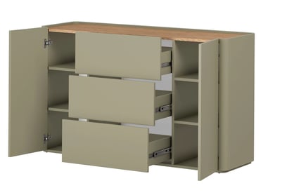 Komoda Elivo 150 cm se zásuvkami - eukaliptus / dub baltic dune Komoda Elivo 150 cm se zásuvkami - eukaliptus / dub baltic dune