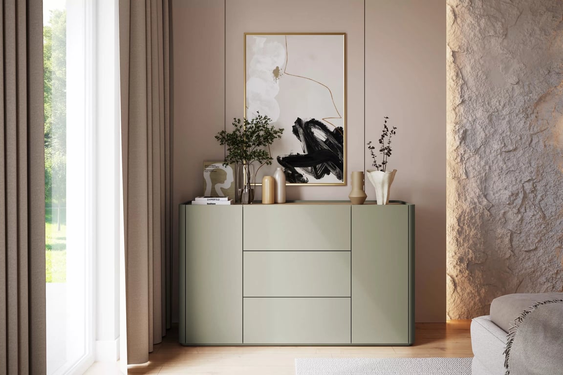 Komoda Elivo 150 cm se zásuvkami - eukaliptus / dub baltic dune Komoda Elivo 150 cm se zásuvkami - eukaliptus / dub baltic dune