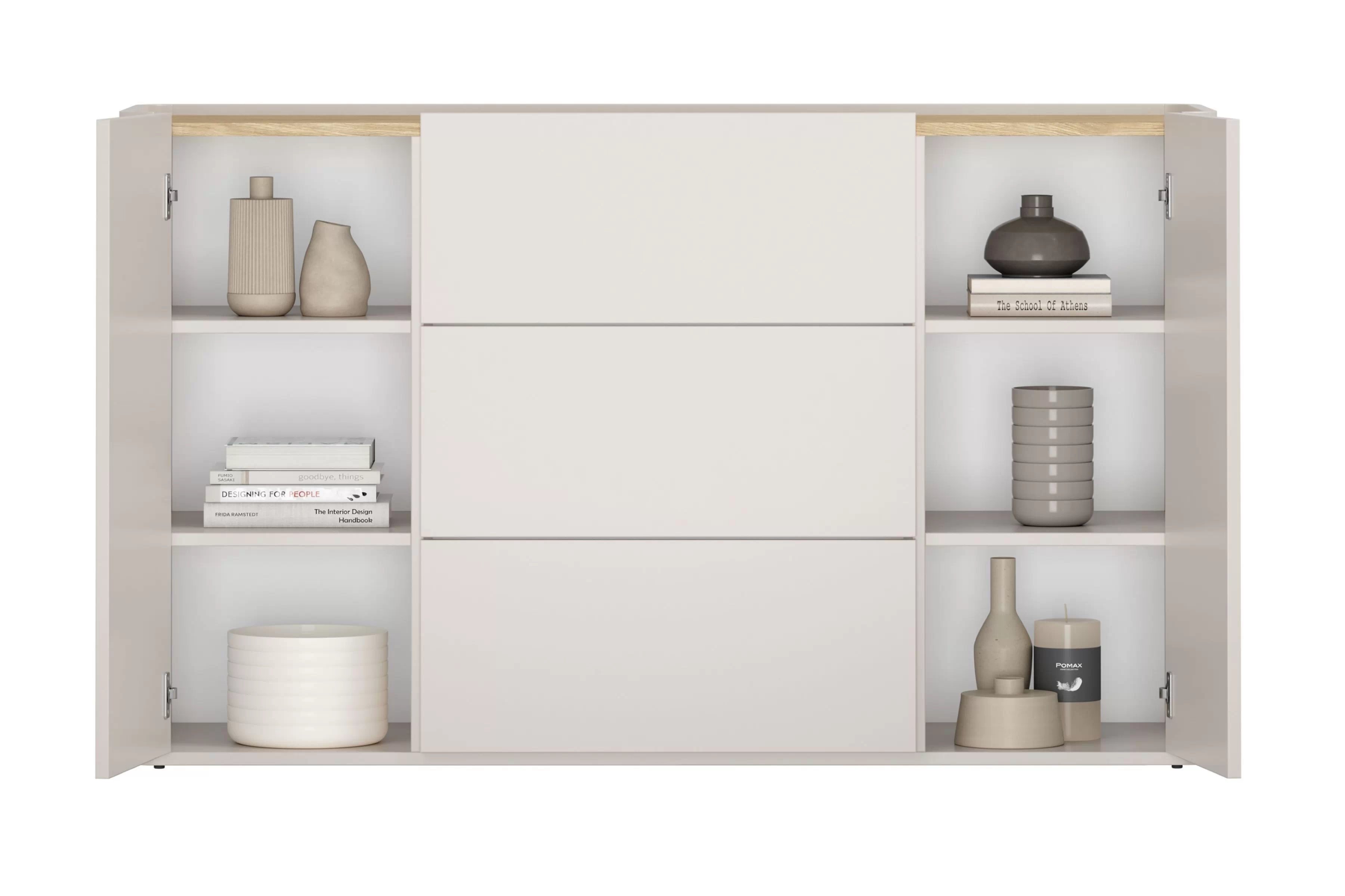 Komoda Elivo 150 cm - kašmírová / dub olejovaný Komoda Elivo 150 cm so zásuvkami - kašmír / Dub olejowany