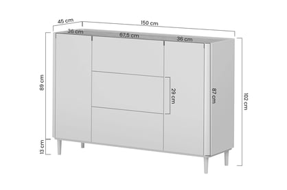 Komoda Elivo 150 cm so zásuvkami na nožičkách - eukalyptus / dub baltic dune Komoda Elivo 150 cm so zásuvkami na nôžkach - eukaliptus / Dub baltic dune