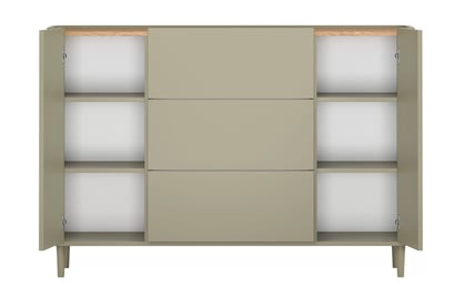Komoda Elivo 150 cm se zásuvkami na nožkách - eukaliptus / dub baltic dune Komoda Elivo 150 cm se zásuvkami na nožkách - eukaliptus / dub baltic dune