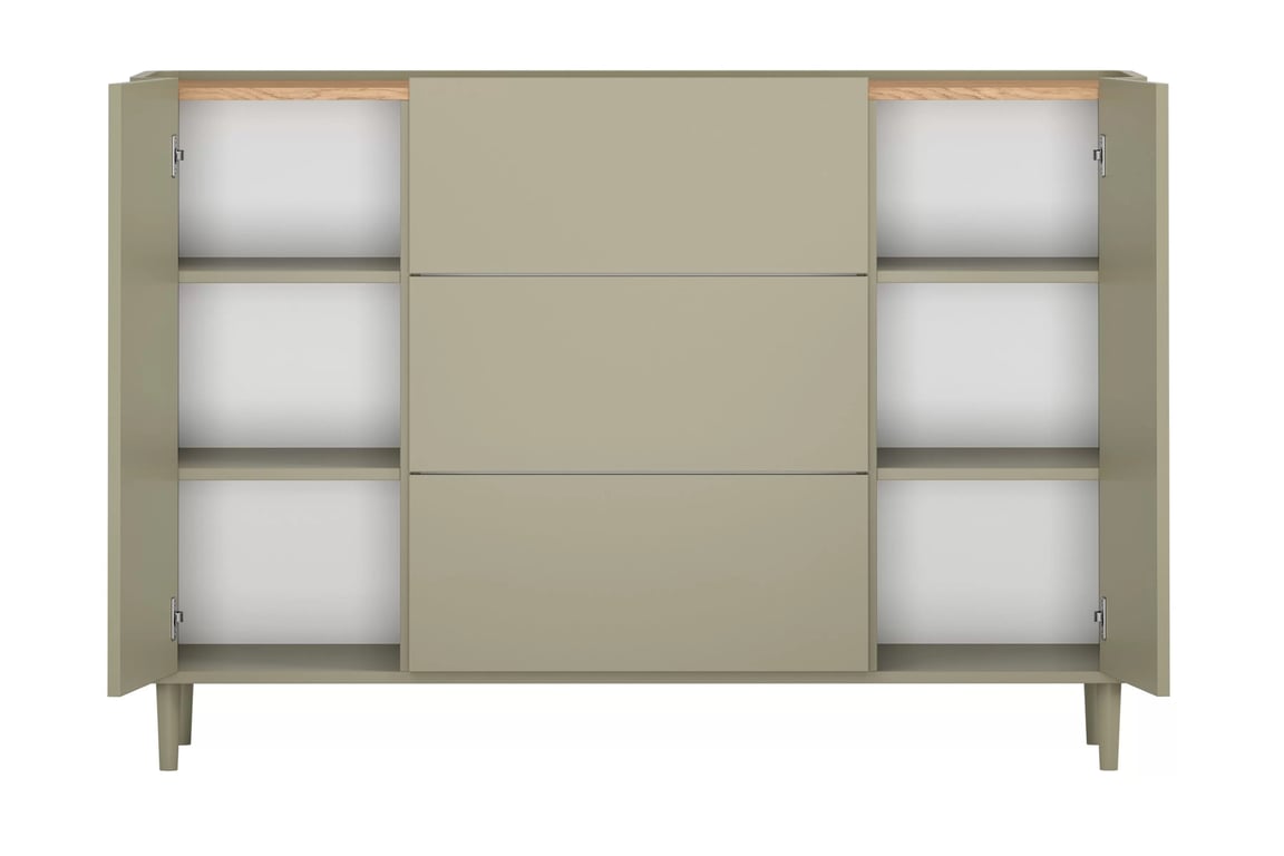 Komoda Elivo 150 cm se zásuvkami na nožkách - eukaliptus / dub baltic dune Komoda Elivo 150 cm se zásuvkami na nožkách - eukaliptus / dub baltic dune