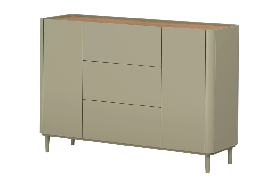 Komoda Elivo 150 cm se zásuvkami na nožkách - eukaliptus / dub baltic dune Komoda Elivo 150 cm se zásuvkami na nožkách - eukaliptus / dub baltic dune