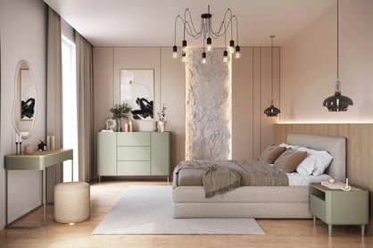 Komoda Elivo 150 cm so zásuvkami na nožičkách - eukalyptus / dub baltic dune Komoda Elivo 150 cm so zásuvkami na nôžkach - eukaliptus / Dub baltic dune