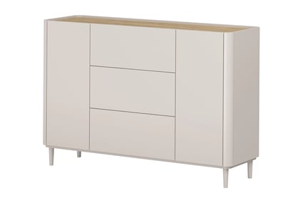 Komoda Elivo 150 cm se zásuvkami na nožkách - kašmír / dub olejowany
