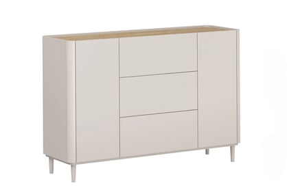 Komoda Elivo 150 cm so zásuvkami na nožičkách - kašmír / olejovaný dub