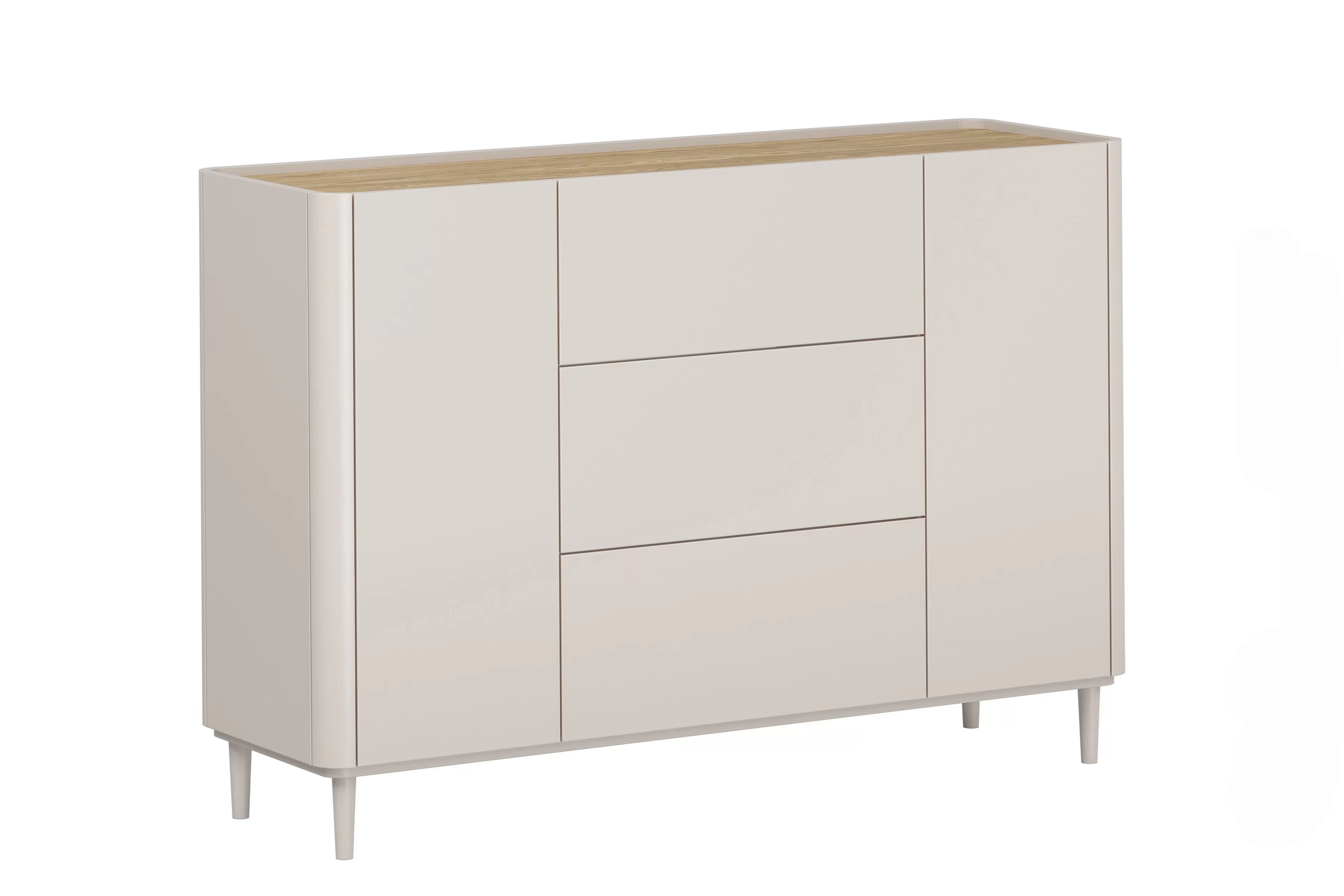 Komoda Elivo 150 cm so zásuvkami na nožičkách - kašmír / olejovaný dub Komoda Elivo 150 cm so zásuvkami na nôžkach - kašmír / Dub olejowany