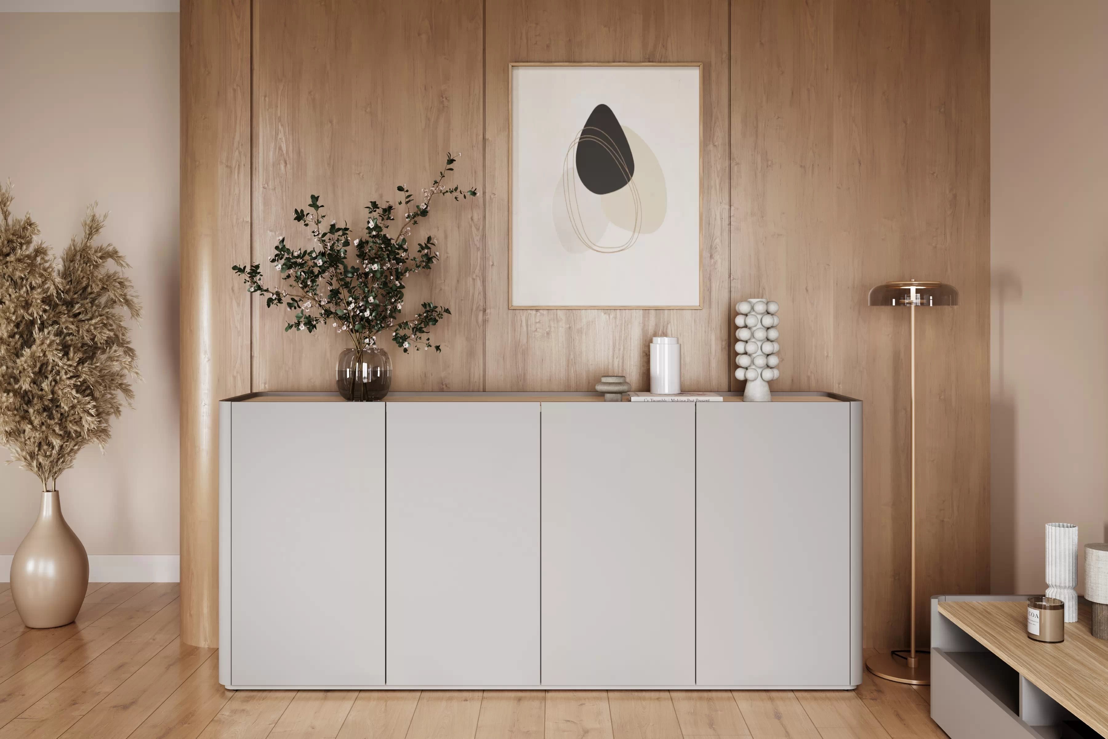 Komoda Elivo 200 cm - kašmírová / dub olejovaný Komoda Elivo 200 cm - kašmír / dub olejowany