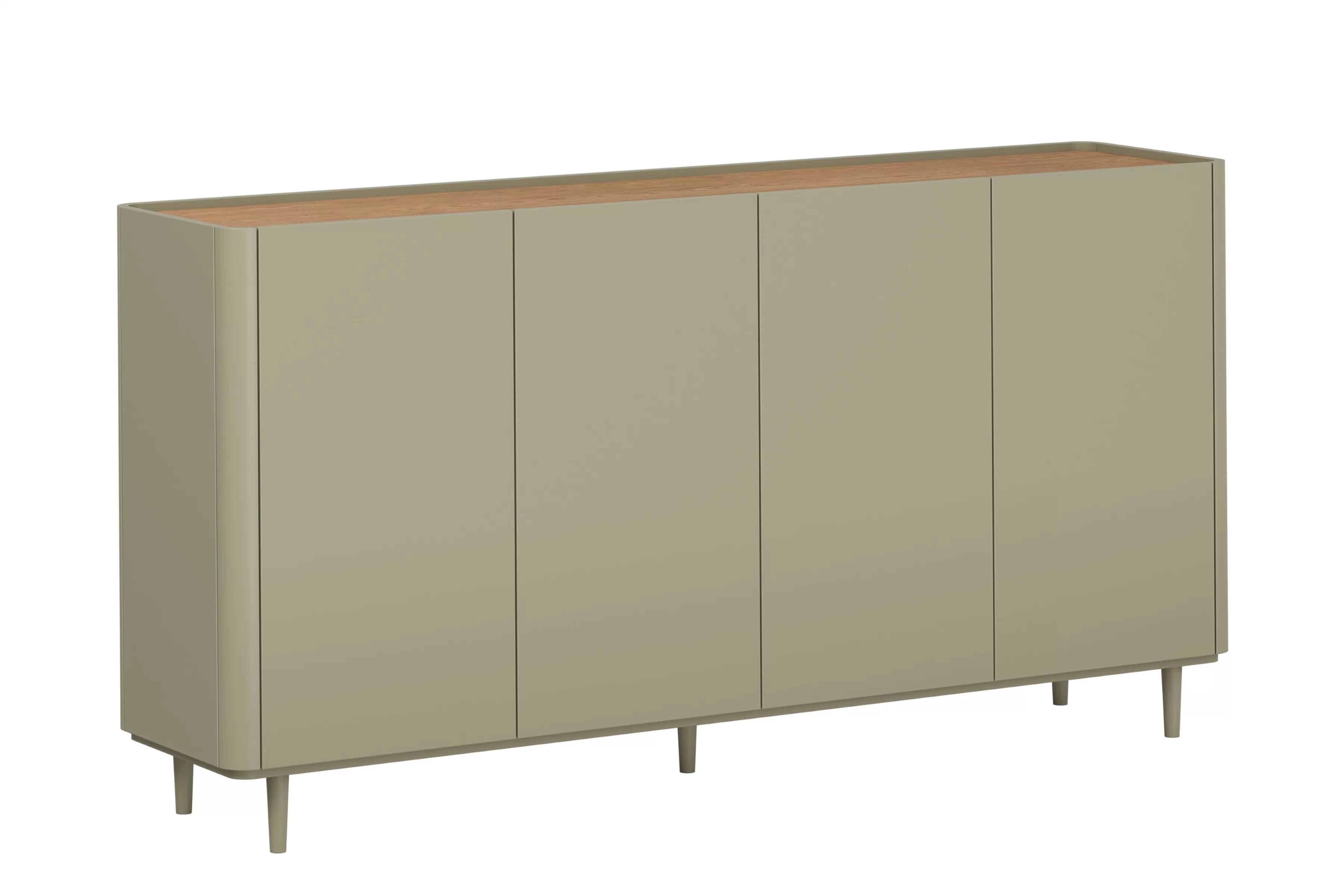 Komoda Elivo 200 cm štvordverová na nožičkách - eukalyptus / dub baltic dune Komoda Elivo 200 cm štvordverová na nôžkach - eukaliptus / Dub baltic dune